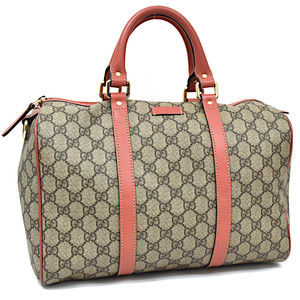 Gucci Boston Bag GG Supreme PVC Leather Beige Pink